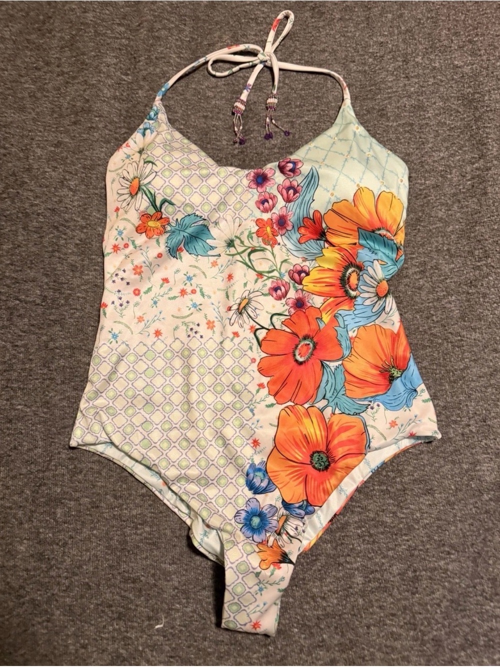 Floral Halter One-Piece Swimsuit in Multicolor